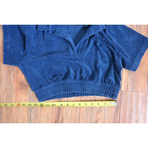 Carbon38 Micro Terry Cropped Top Daylight Navy -S - Picture 5 of 10